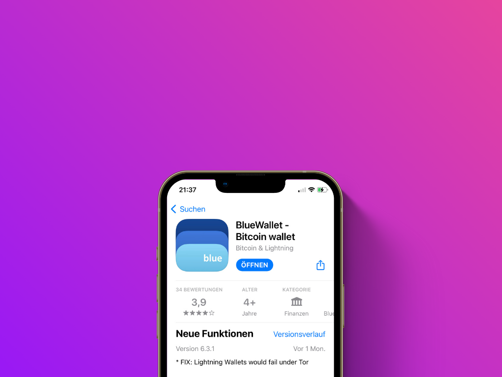 Bildschirmfoto vom App-Store mit dem BlueWallet
