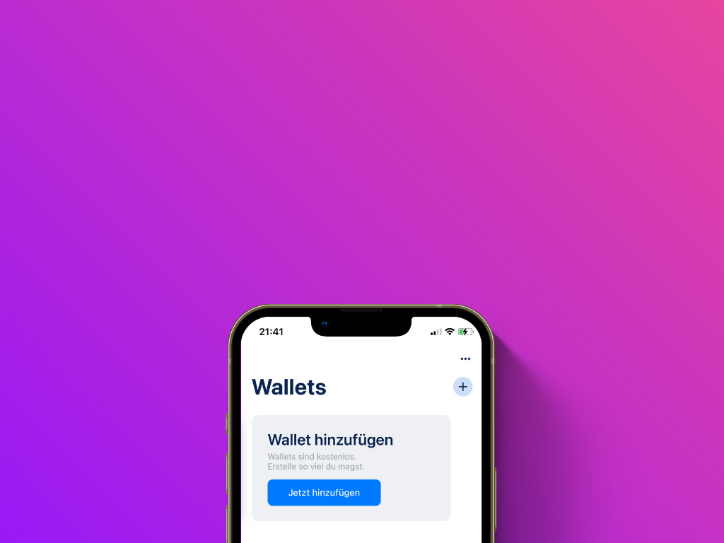 Bildschirmfoto der BlueWallet mit der Option Wallet hinzufügen