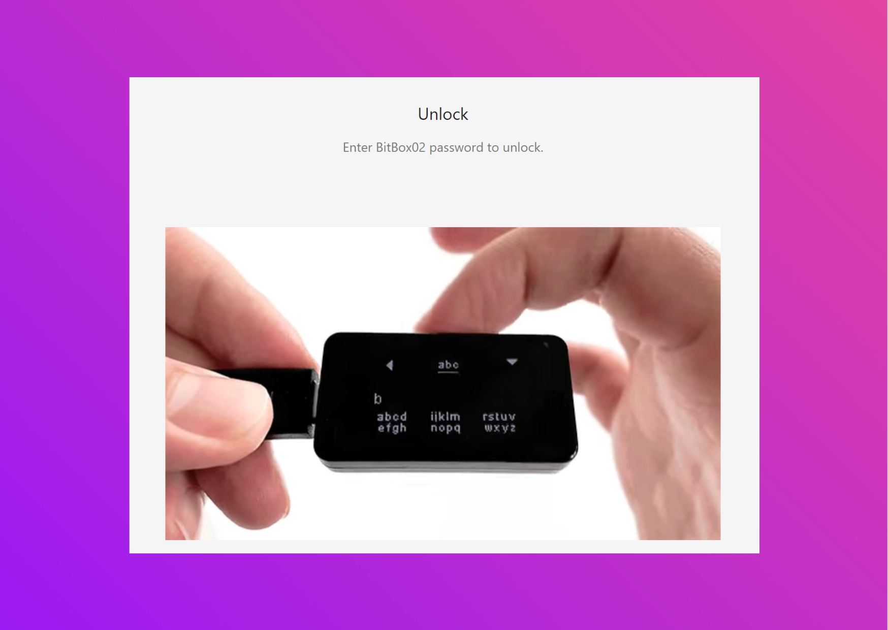 Screenshot with hardware wallet Bitbox02