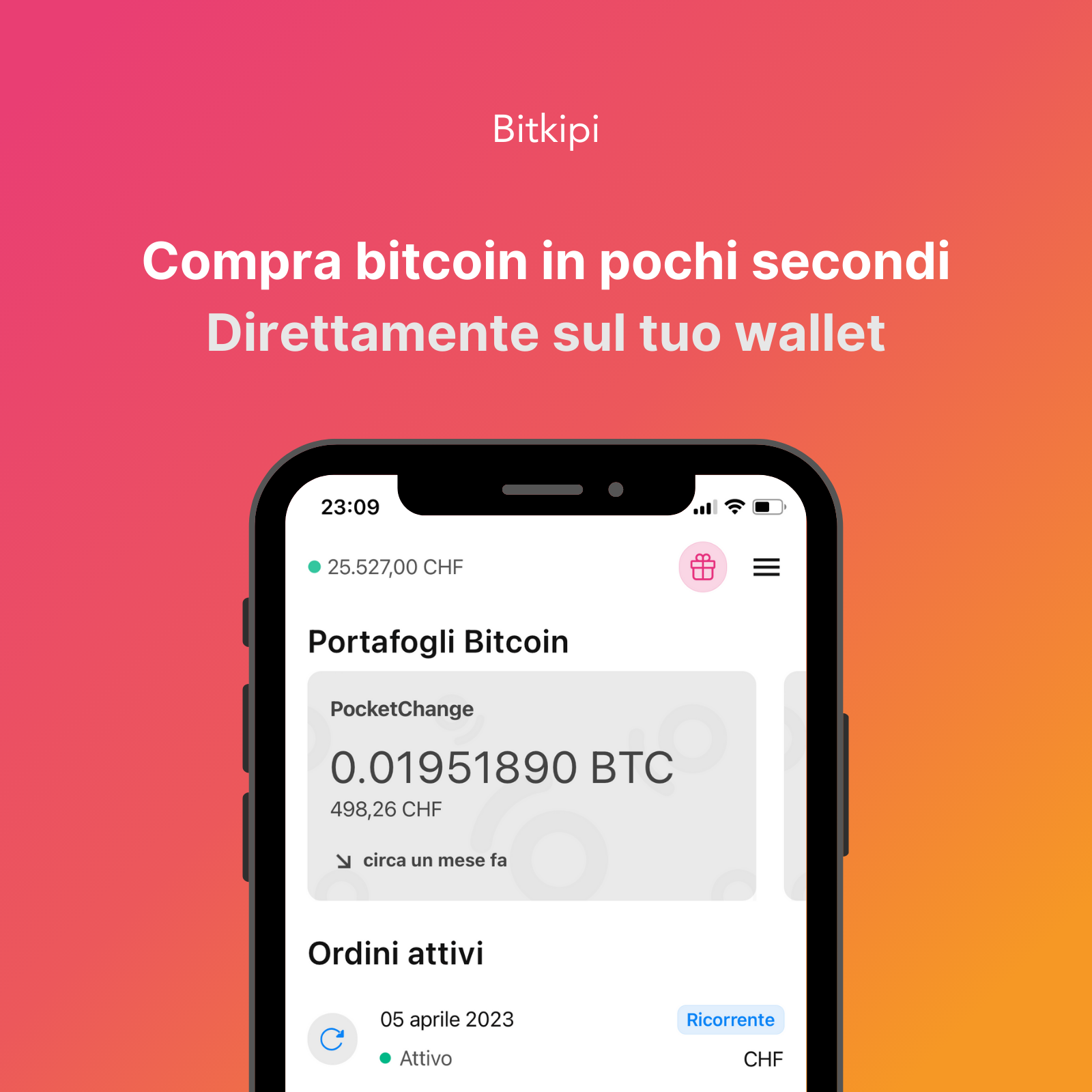 Schermata dell'app Bitkipi